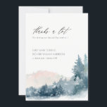 ELEGANT BLUSH DUSKY BLUE MOUNTAINS PINE WEDDING THANK YOU CARD<br><div class="desc">For any further customisation or any other matching items,  please feel free to contact me at yellowfebstudio@gmail.com</div>