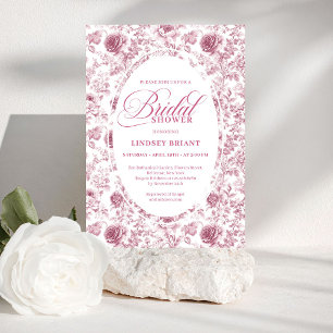 Elegant Blush Dusty Rose Toile Bridal Shower Invit Invitation