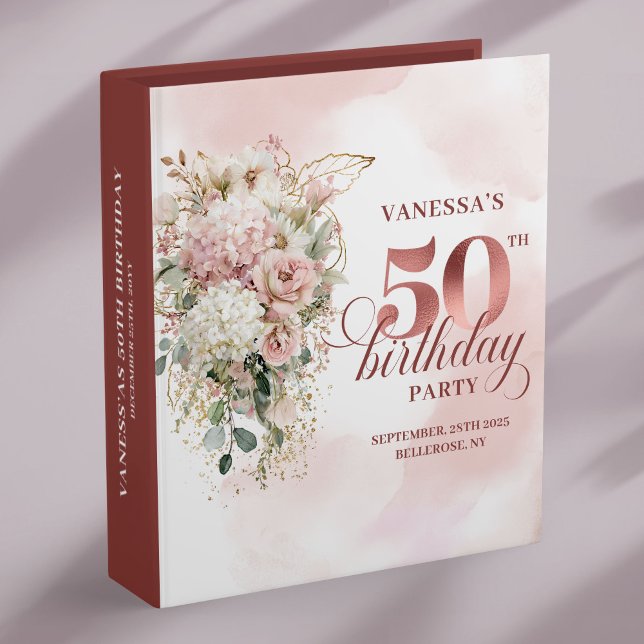 Elegant Blush Eucalyptus 50th Birthday Photo Book 3 Ring Binder (Elegant Blush Eucalyptus 50th Birthday Photo Book)