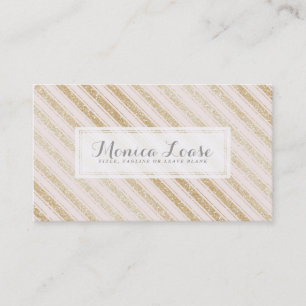 Elegant Blush Fake Gold Glitter Glam Personalized Business Card