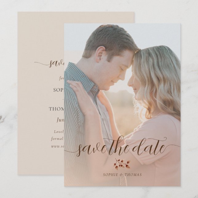 Elegant Blush Fall Floral Wedding Save the Date Invitation (Front/Back)