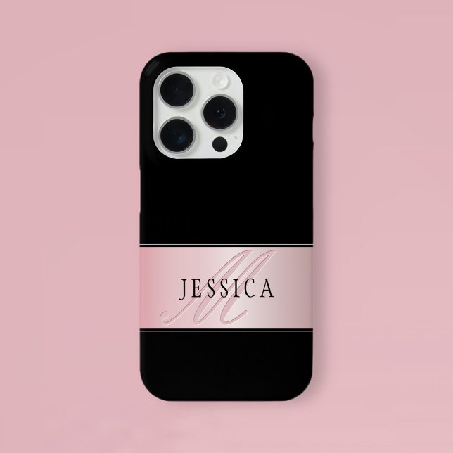 Elegant Blush Faux Rose Gold | Name & Initial Case-Mate iPhone Case (Creator Uploaded)