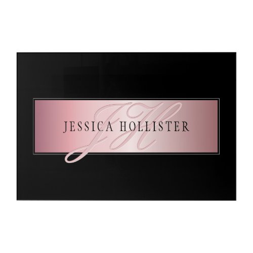 Elegant Blush Faux Rose Gold  Name  Initials Acrylic Print