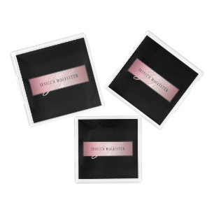 Elegant Blush Faux Rose Gold   Name & Initials Acrylic Tray
