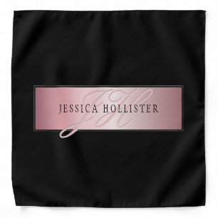 Elegant Blush Faux Rose Gold   Name & Initials Bandana