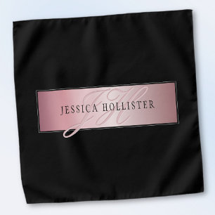 Elegant Blush Faux Rose Gold   Name & Initials Bandana