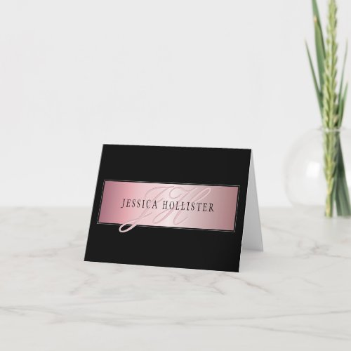 Elegant Blush Faux Rose Gold  Name  Initials Card