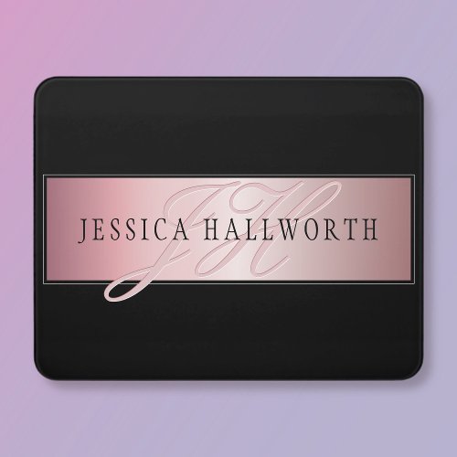 Elegant Blush Faux Rose Gold  Name  Initials Door Sign