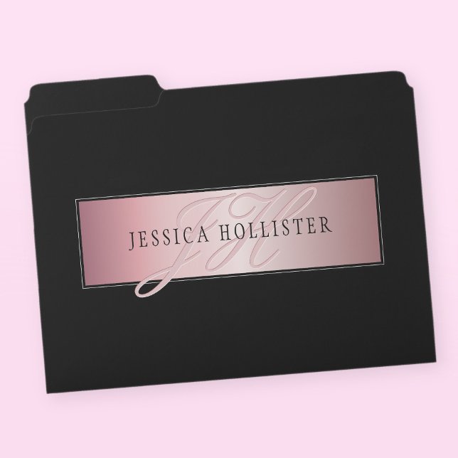 Elegant Blush Faux Rose Gold | Name & Initials File Folder (Creator Uploaded)