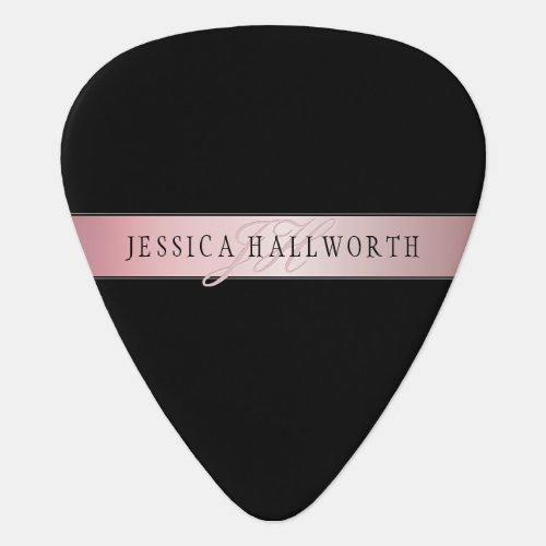 Elegant Blush Faux Rose Gold  Name  Initials Guitar Pick