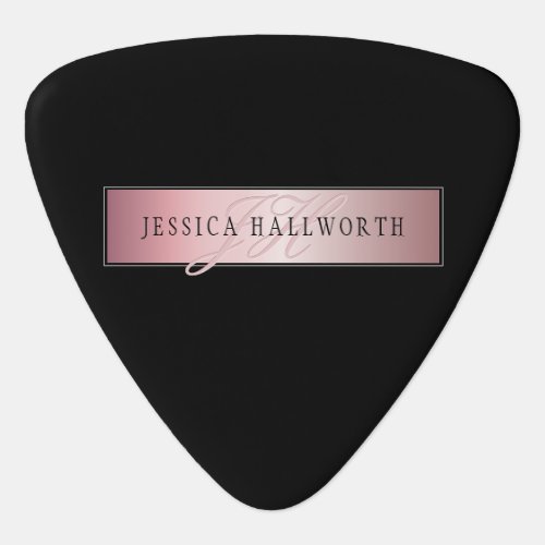 Elegant Blush Faux Rose Gold  Name  Initials Guitar Pick