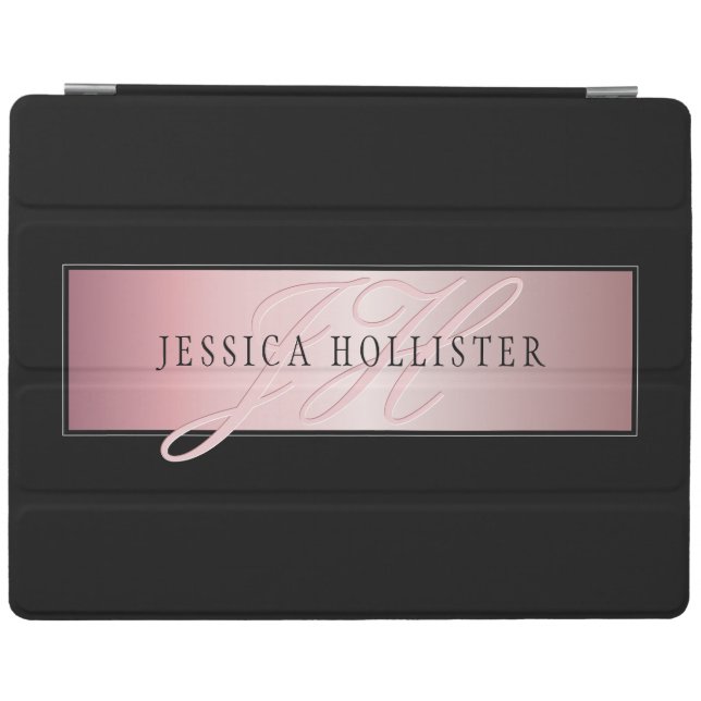Elegant Blush Faux Rose Gold | Name & Initials iPad Smart Cover (Horizontal)