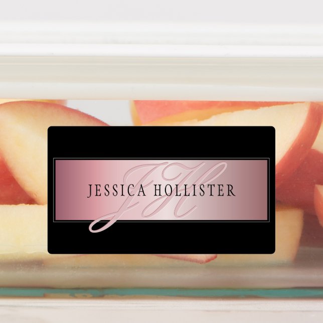 Elegant Blush Faux Rose Gold | Name & Initials Labels (Affixed)