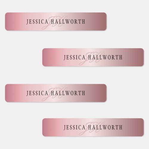 Elegant Blush Faux Rose Gold  Name  Initials Labels