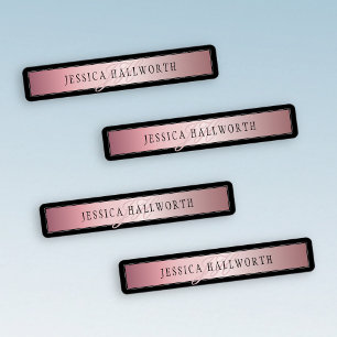 Elegant Blush Faux Rose Gold Name & Initials Labels