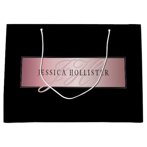 Elegant Blush Faux Rose Gold  Name  Initials Large Gift Bag