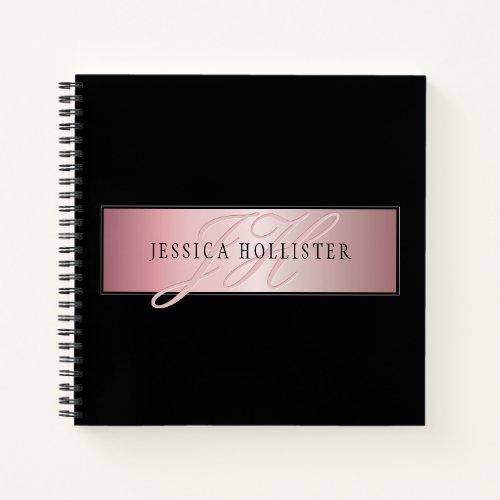 Elegant Blush Faux Rose Gold  Name  Initials Notebook