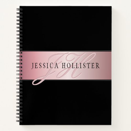 Elegant Blush Faux Rose Gold  Name  Initials Notebook