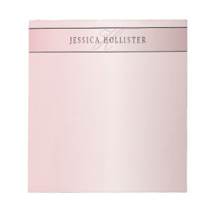 Elegant Blush Faux Rose Gold   Name & Initials Notepad