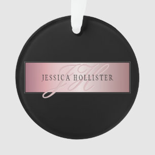 Elegant Blush Faux Rose Gold Name & Initials Ornament