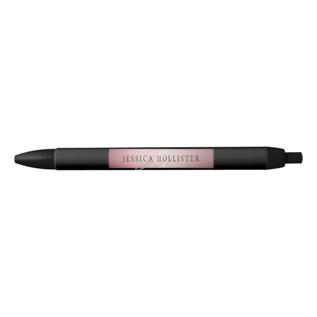 Elegant Blush Faux Rose Gold | Name & Initials Pen (Front)