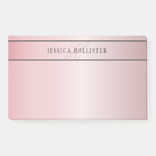 Elegant Blush Faux Rose Gold Name & Initials Post-it Notes