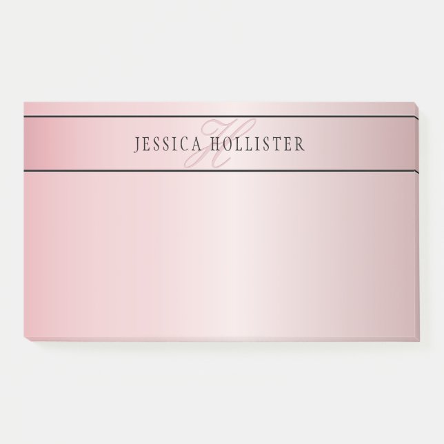 Elegant Blush Faux Rose Gold | Name & Initials Post-it Notes (Front)