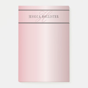 Elegant Blush Faux Rose Gold Name & Initials Post-it Notes