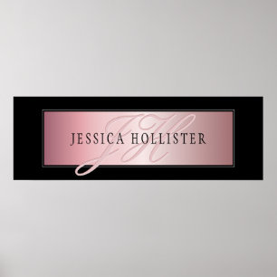 Elegant Blush Faux Rose Gold   Name & Initials Poster