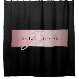 Elegant Blush Faux Rose Gold Name & Initials Shower Curtain