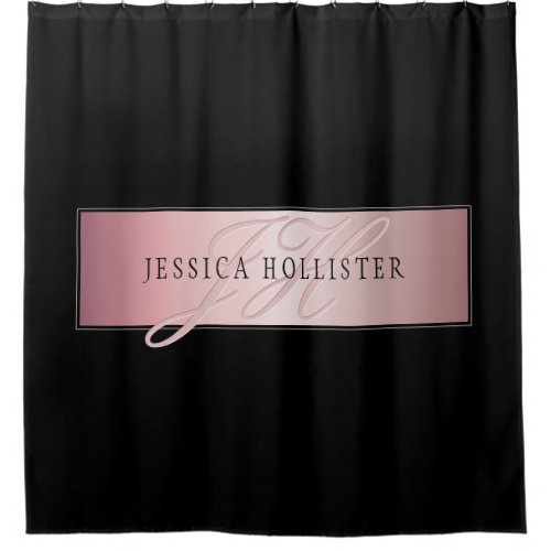 Elegant Blush Faux Rose Gold  Name  Initials Shower Curtain