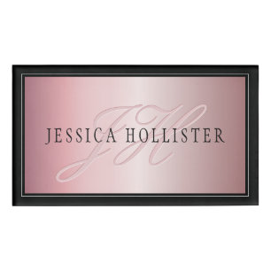 Elegant Blush Faux Rose Gold   Name & Initials Tag