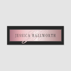 Elegant Blush Faux Rose Gold   Name & Initials Tag