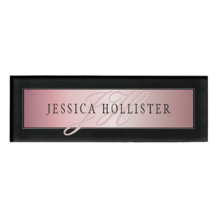 Elegant Blush Faux Rose Gold   Name & Initials Tag