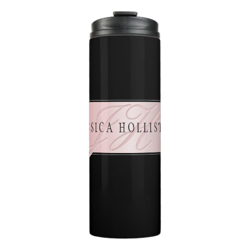 Elegant Blush Faux Rose Gold  Name  Initials Thermal Tumbler