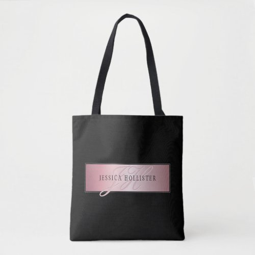 Elegant Blush Faux Rose Gold  Name  Initials Tote Bag