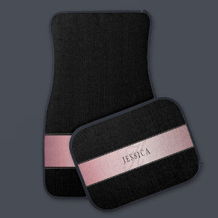 Elegant Blush Faux Rose Gold   Name & Initials v2 Car Floor Mat