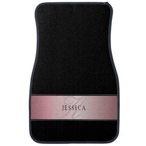 Elegant Blush Faux Rose Gold  Name  Initials v2 Car Floor Mat