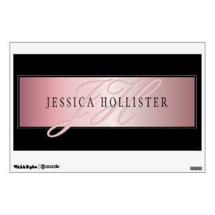 Elegant Blush Faux Rose Gold Name & Initials Wall Decal