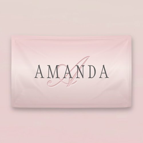 Elegant Blush Faux Rose Gold  Name  Monogram Banner