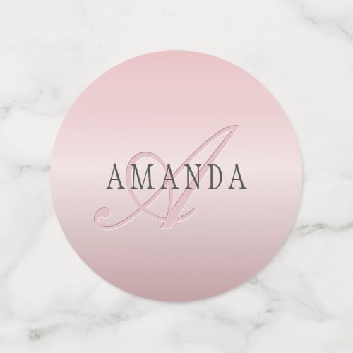 Elegant Blush Faux Rose Gold  Name  Monogram Confetti