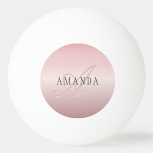 Elegant Blush Faux Rose Gold Name & Monogram Ping Pong Ball
