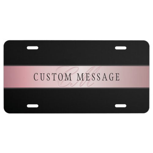 Elegant Blush Faux Rose Gold  Your Message License Plate