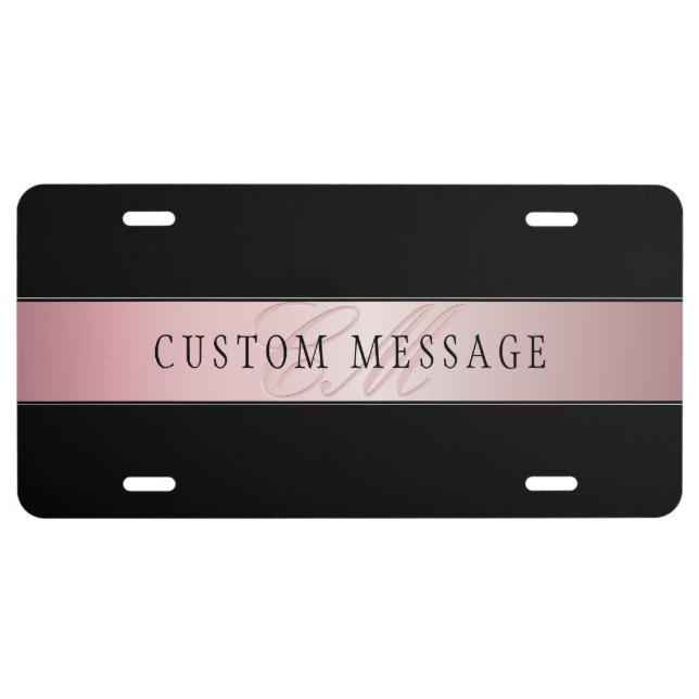 Elegant Blush Faux Rose Gold | Your Message License Plate (Front)