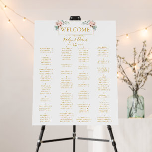 Elegant Blush Floral   Alphabetical Seating Chart Foam Board