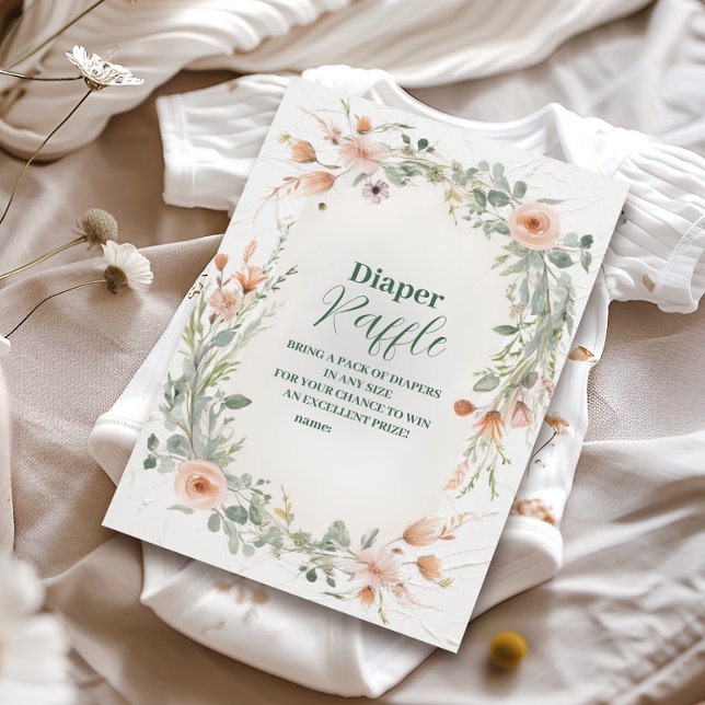Elegant Blush Floral Baby in Bloom  Diapper Raffle Enclosure Card (Creator Uploaded)