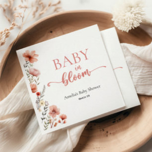 Elegant Blush Floral Baby in Bloom Shower Napkins