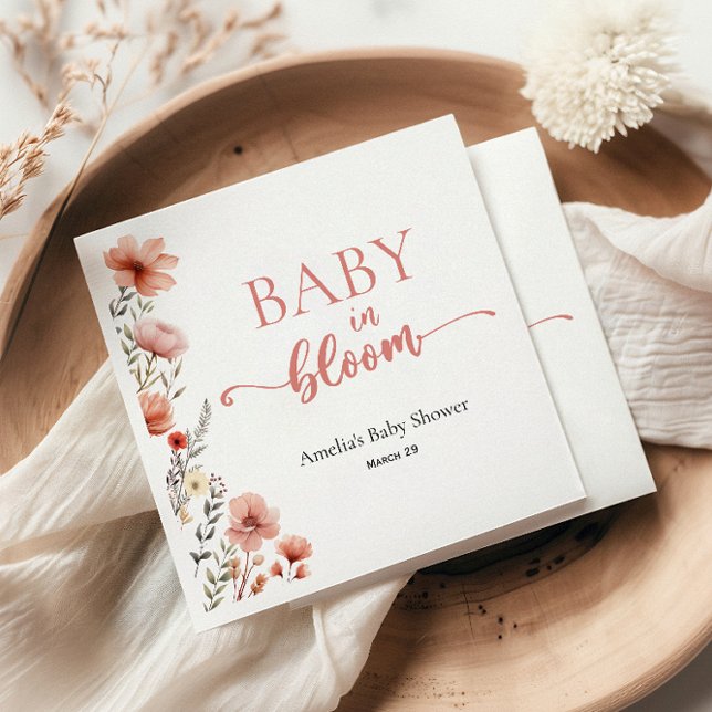 Elegant Blush Floral Baby in Bloom Shower Napkins (Creator Uploaded)