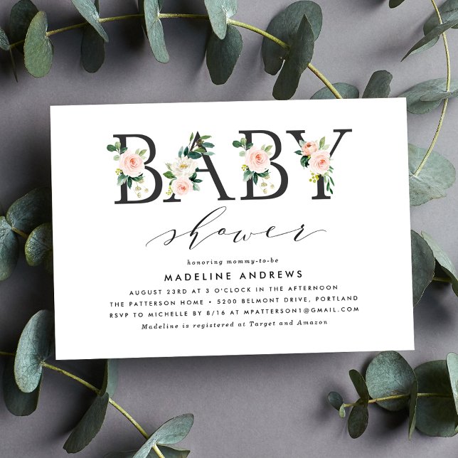 Elegant Blush Floral Baby Shower Invitation (Creator Uploaded)