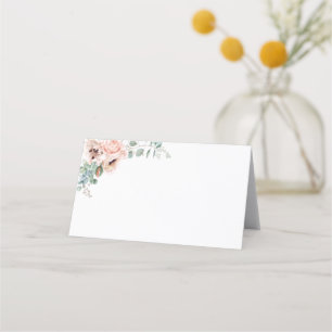 Elegant Blush Floral   Black Frame Folded Place Ca Card